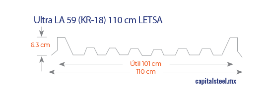 Geometría de la lámina LA 59 KR-18 Rectangular T-2