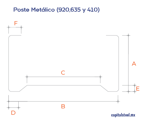 Geometría del Poste Metálico para Tablaroca.